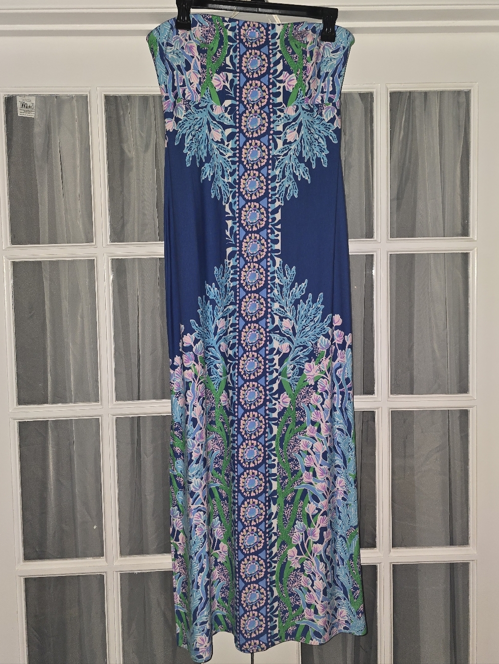 Lilly Pulitzer Strapless Blue Floral Maxi Dress